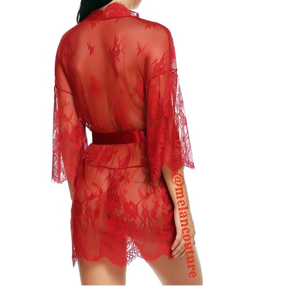 Kimono Robe Babydoll Lingerie Mesh Set - Picture 2 of 6